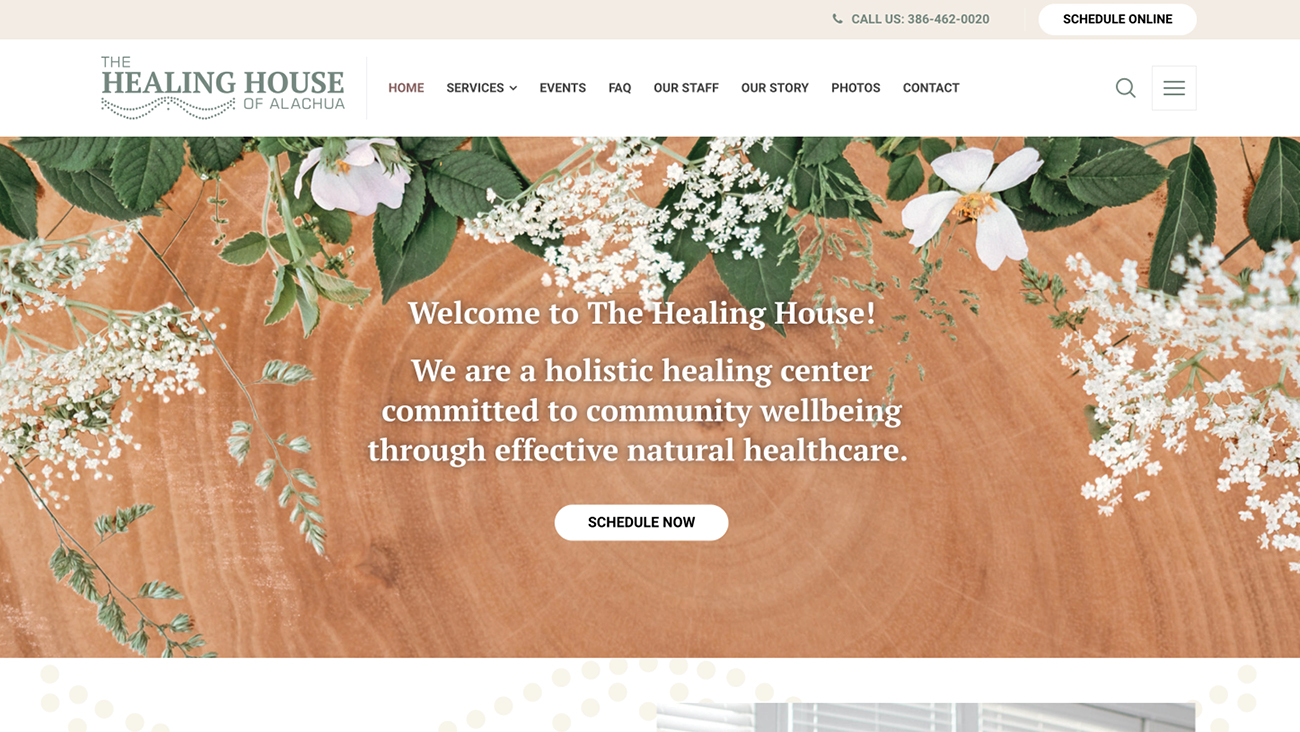 Healing House Alachua website header