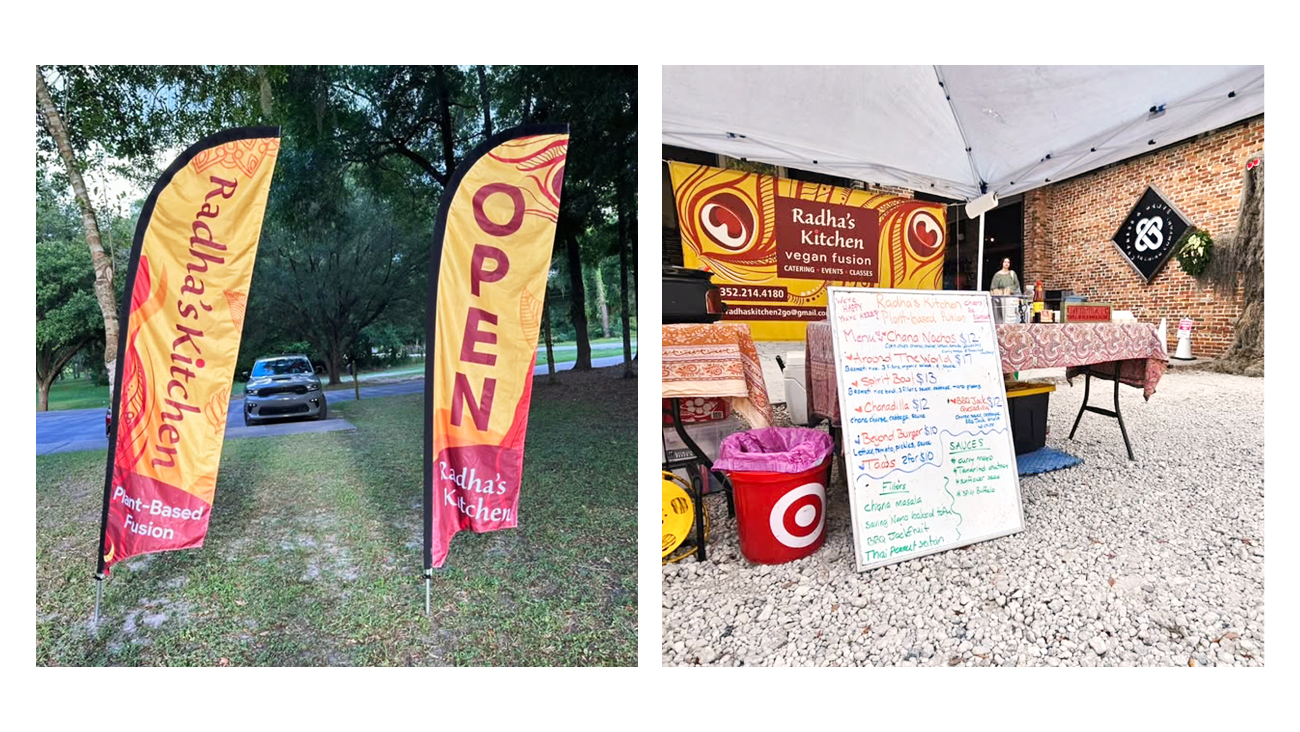 Radha's kitchen signs and feather flags